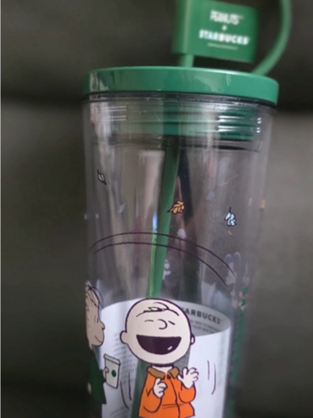 Green Charlie Brown Kids Tumbler with Straw